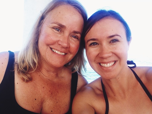 My mom and I about to Snorkel | Scones in the Sky